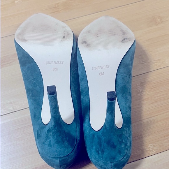 Nine West Dark Teal Suede Heels - Picture 4 of 4
